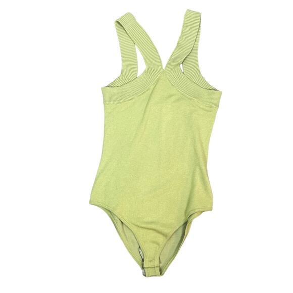 Heathery Ribbed V Neck Bodysuit Size XXL - Picture 1 of 5
